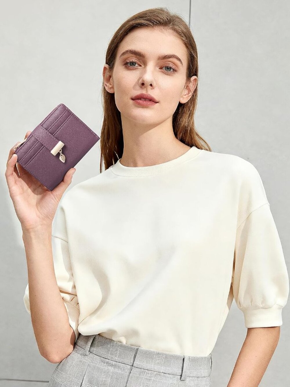 Women's Small Wallet, RFID Blocking Bifold Soft Leather Card Holder, DEEP PURPLE - Picture 6 of 6